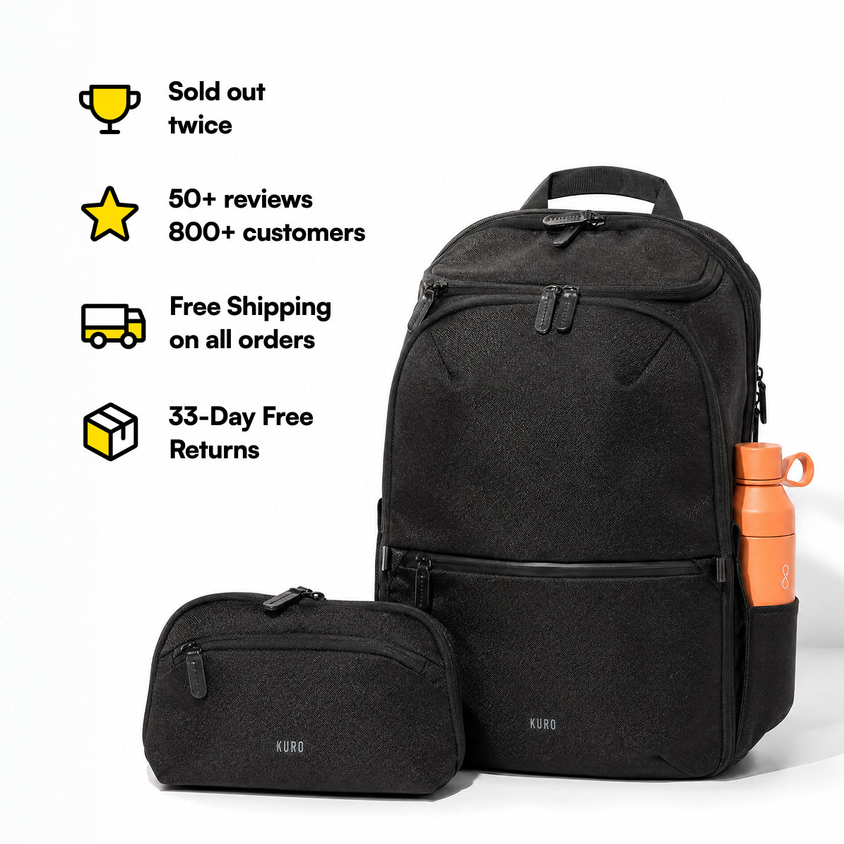 Kuro Everyday Workpack — 2 in 1 Modular Backpack with Free Sling Bag – Kuro Essentials