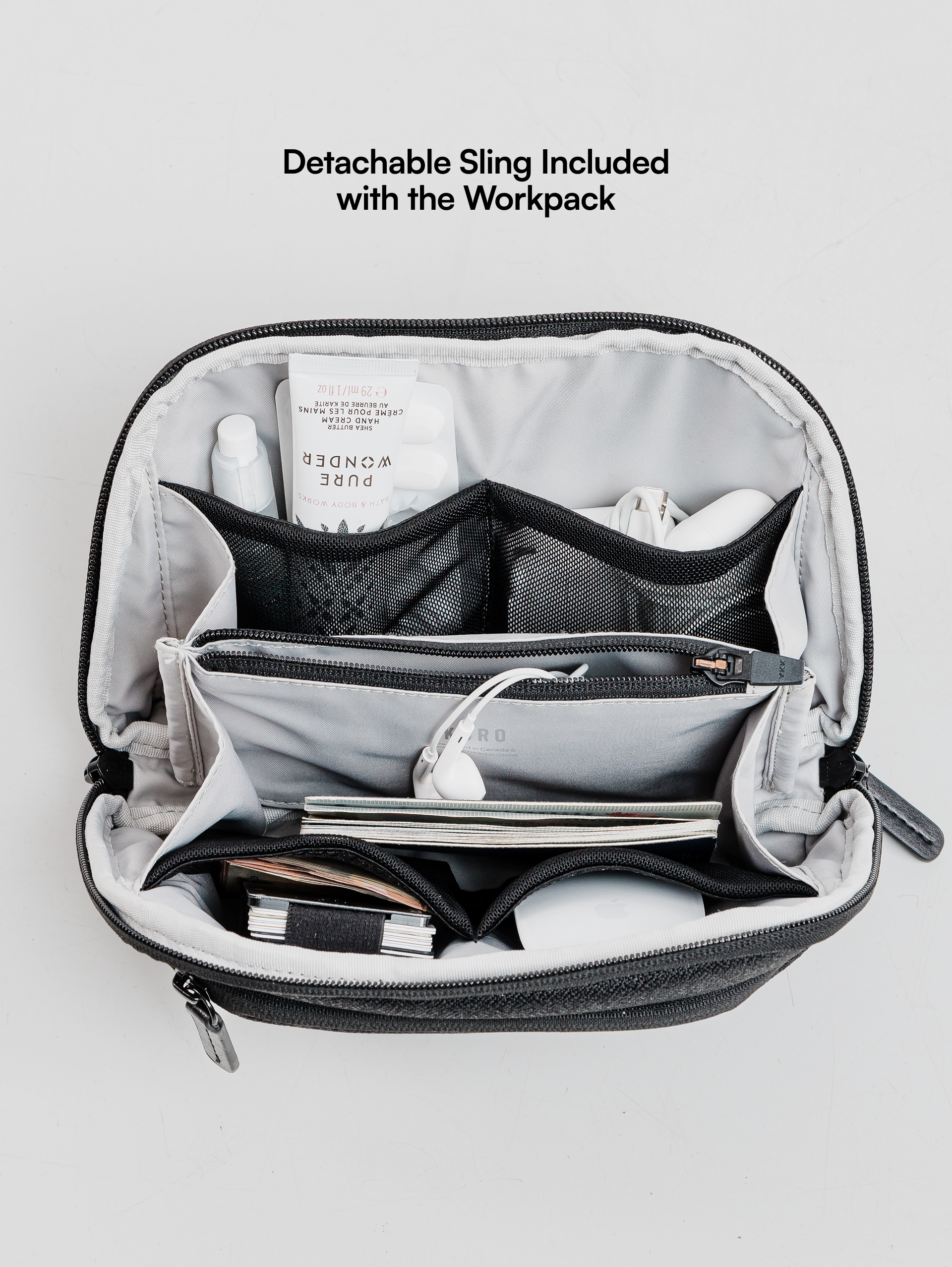 detachable sling included with the kuro workpack